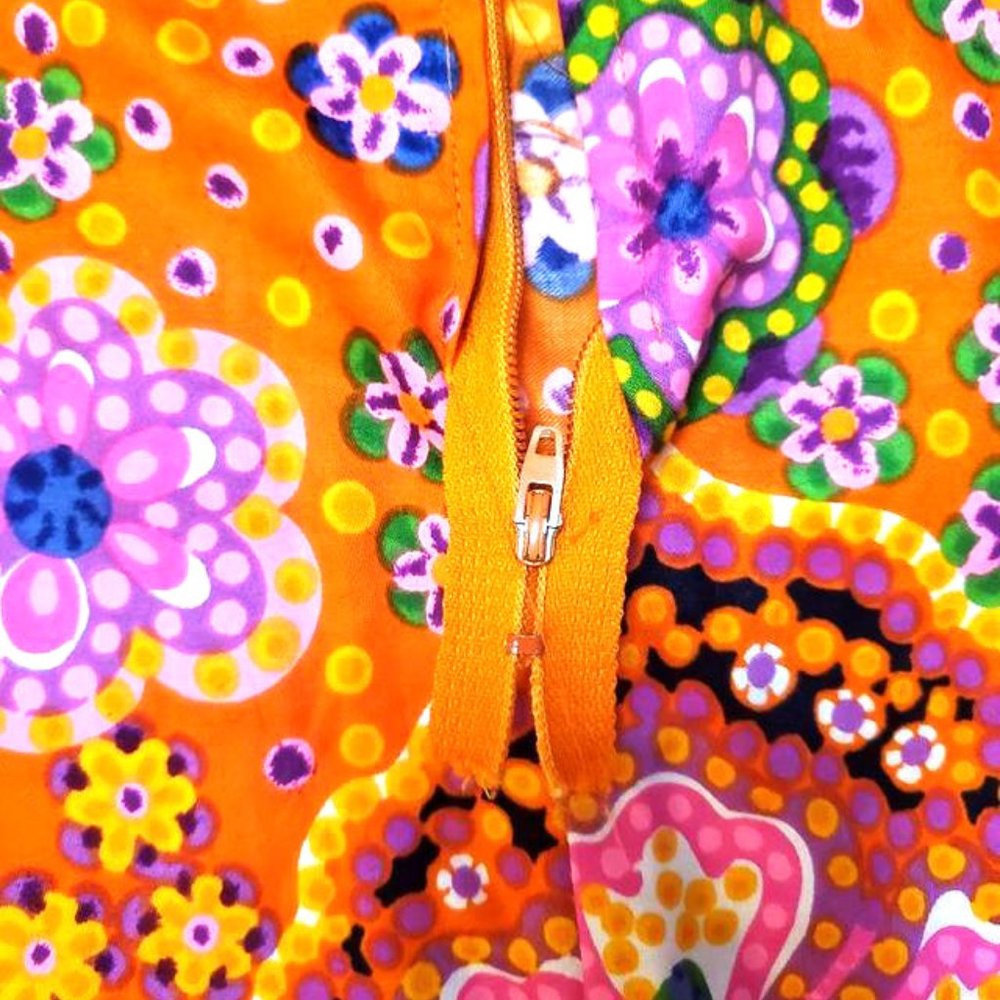 Vintage Orange Psychedelic Paisley Dress 60s - Picture 7 of 7